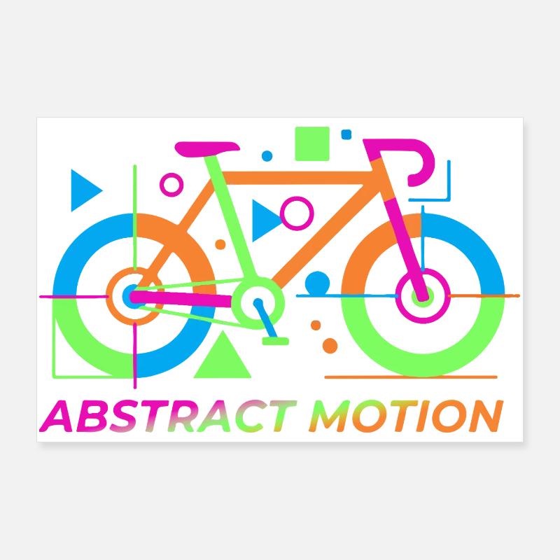 Neon Abstract Bicycle Motion Poster 36" x 24" (90x60 cm)