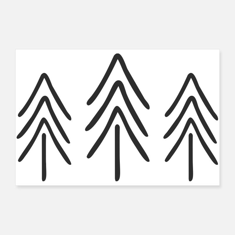 Fir Trees Silhouettes Pattern Poster 36" x 24" (90x60 cm)