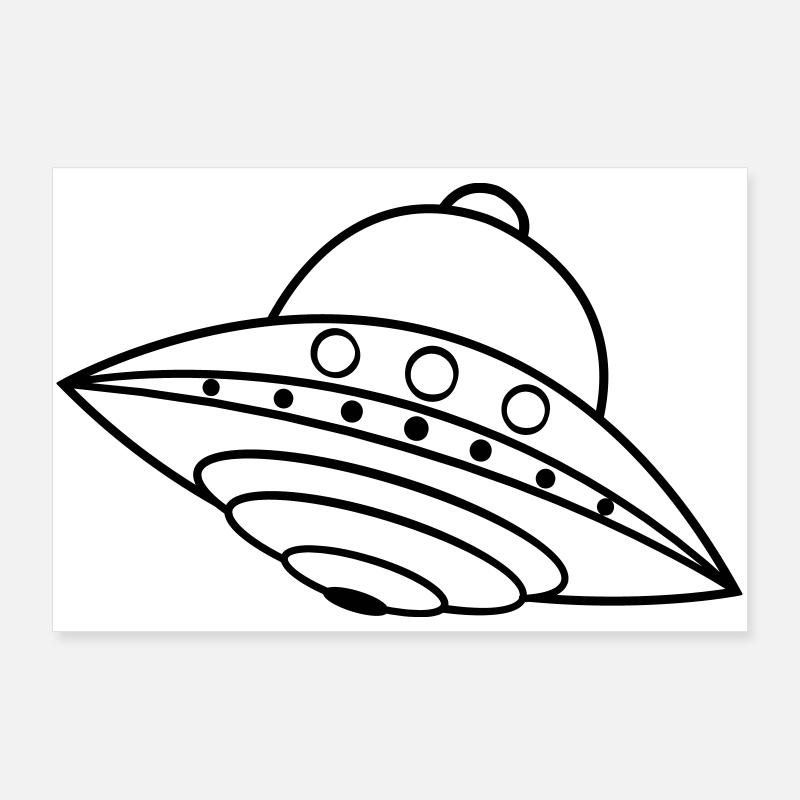 UFO Alien Ship Space Doodle Poster 36" x 24" (90x60 cm)