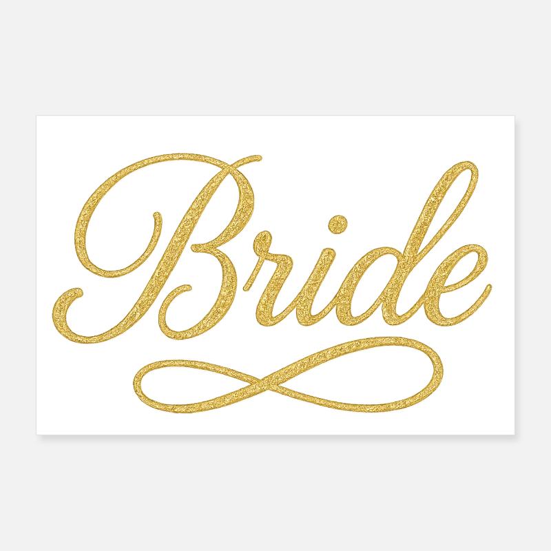 Elegant Gold Bride Script Design Poster 36" x 24" (90x60 cm)