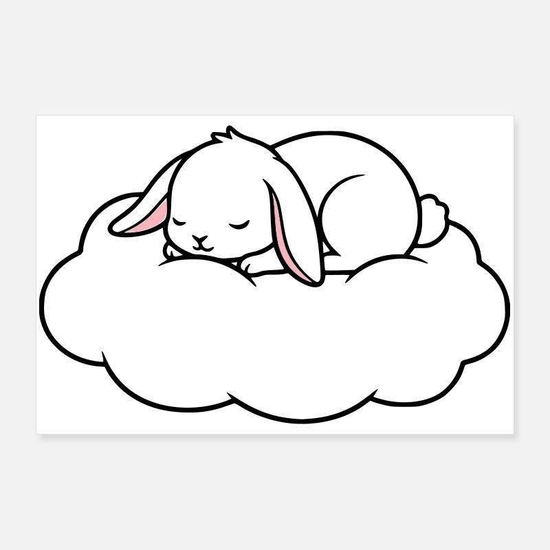 Sleeping Rabbit on Cloud Dream Poster 36" x 24" (90x60 cm)
