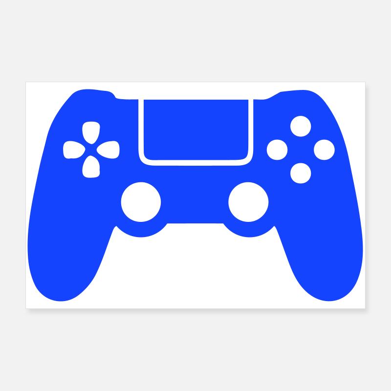 Blue Gaming Controller Silhouette Poster 36" x 24" (90x60 cm)