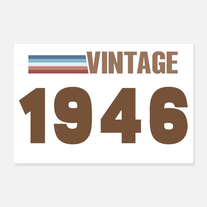 T-Shirt 80 Ans 1946 Script Manuscrit Poster 90 x 60 cm