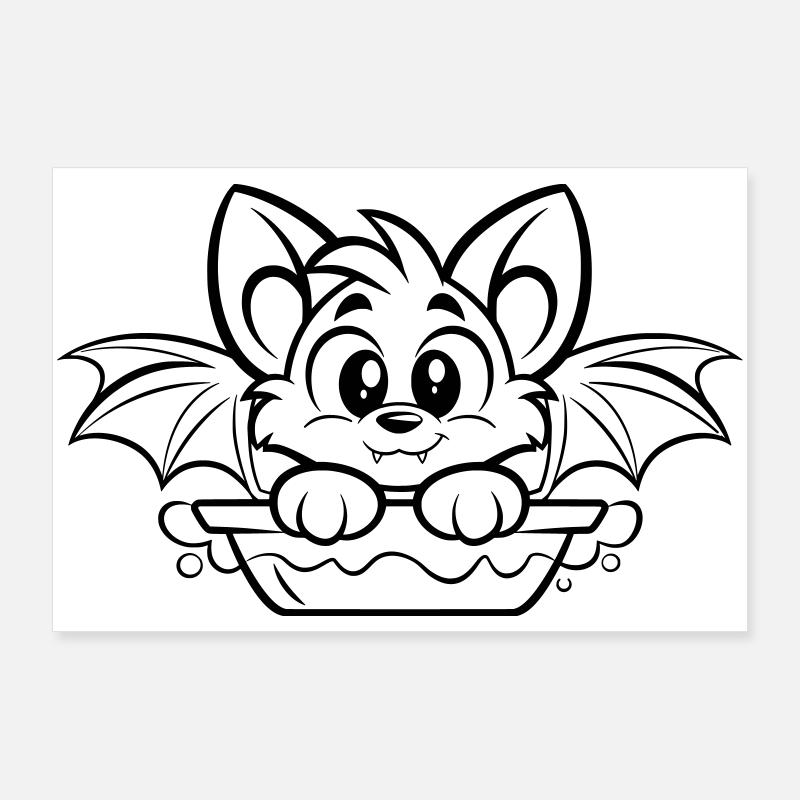 Cute bat in the bathtub Poster 36" x 24" (90x60 cm)