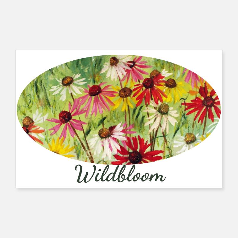 Wildbloom - Fragment coloré de prairie d’échinacée - Poster 90 x 60 cm - blanc