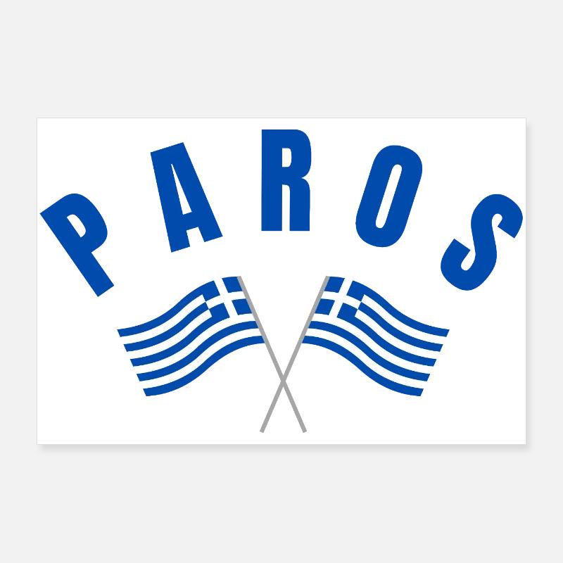 Paros Crossed Flags Emblem Poster 36" x 24" (90x60 cm)