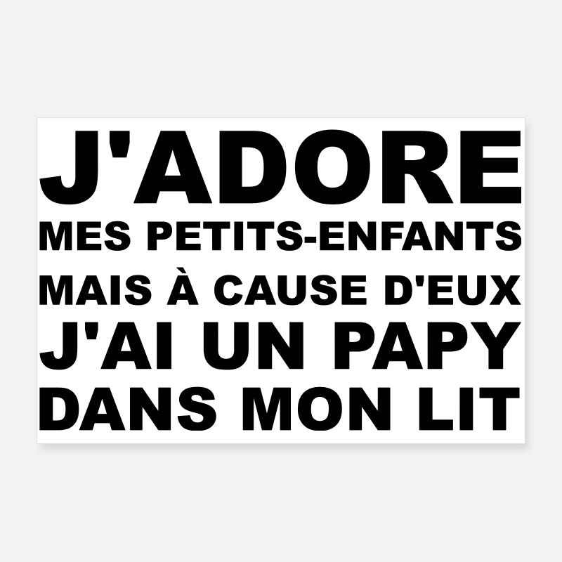 Papy dans mon lit - Poster 90 x 60 cm - blanc