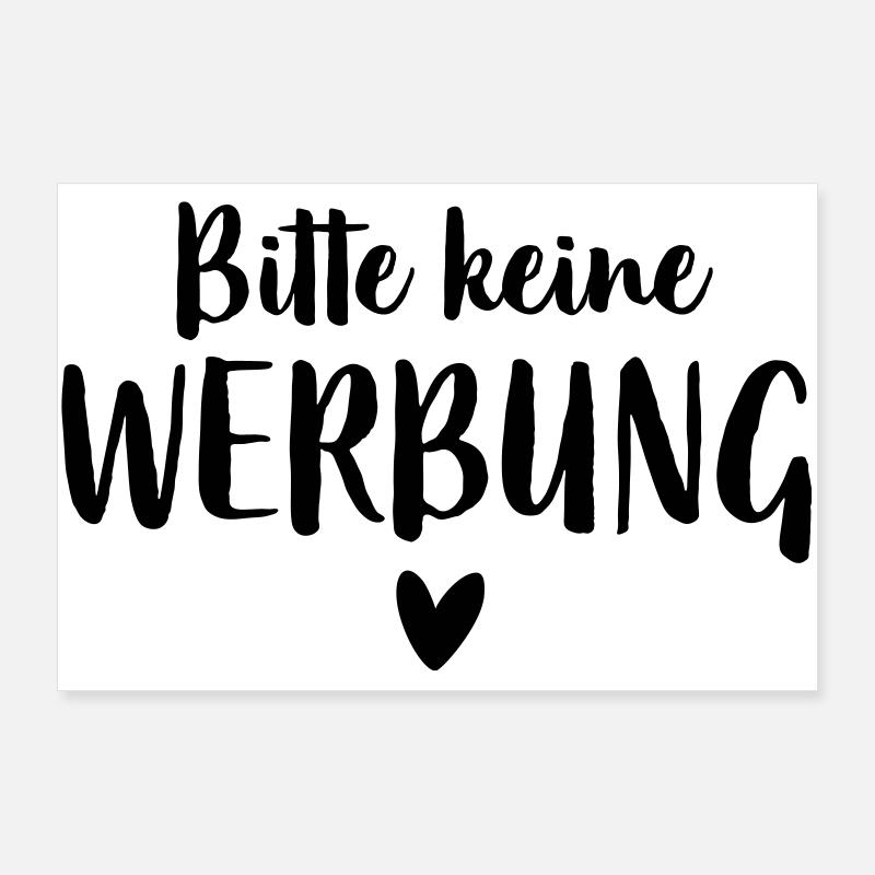 Bitte keine Werbung Herz Briefkasten Poster 90x60 cm