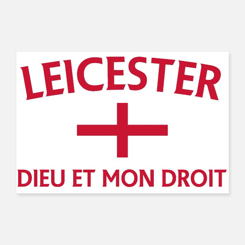 Leicester Angleterre Drapeau et devise Poster 90 x 60 cm