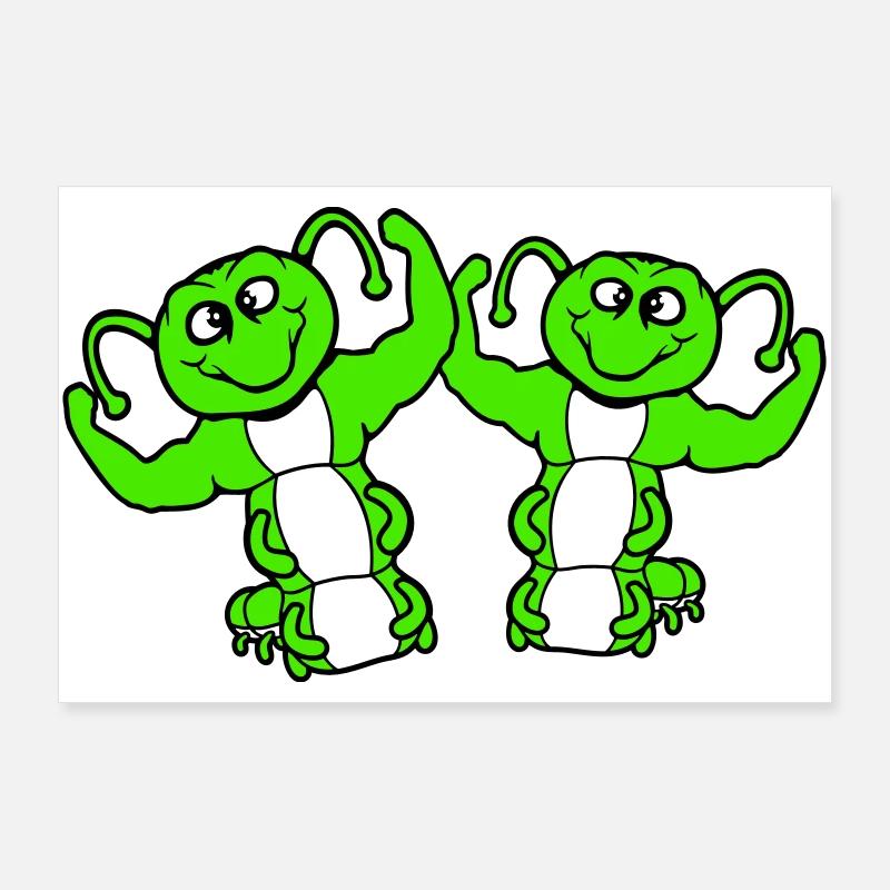 2 chenilles bodybuilder team muscle building amis mignons Poster 90 x 60 cm