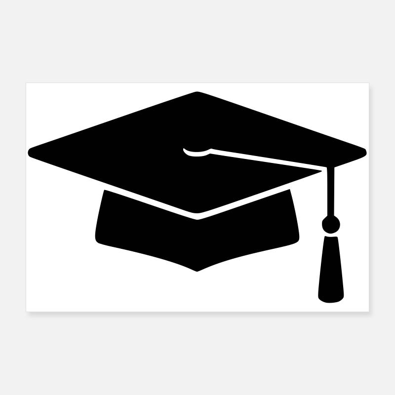 Graduation Silhouette Doctoral Hat Poster 36" x 24" (90x60 cm)