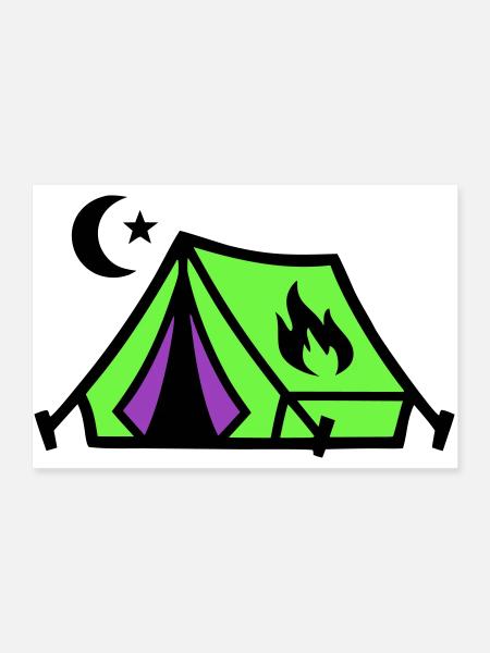Zelt Lagerfeuer Festival Icon - Poster 90x60 cm - Weiß - Vorne