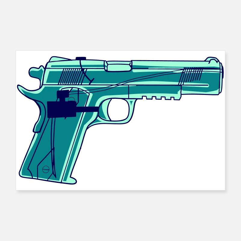 Vector Wasserpistole (Farbwechsel möglich) Poster 90x60 cm
