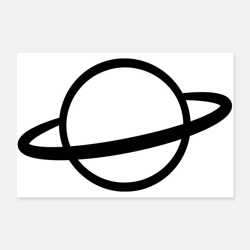 Planet mit Ring Symbol Umriss - Poster 90x60 cm - Weiß