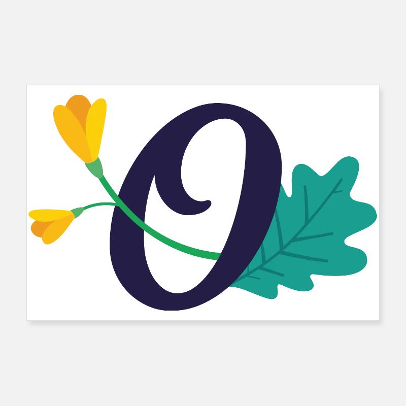Elégante lettre 'O' avec des fleurs Poster 90 x 60 cm