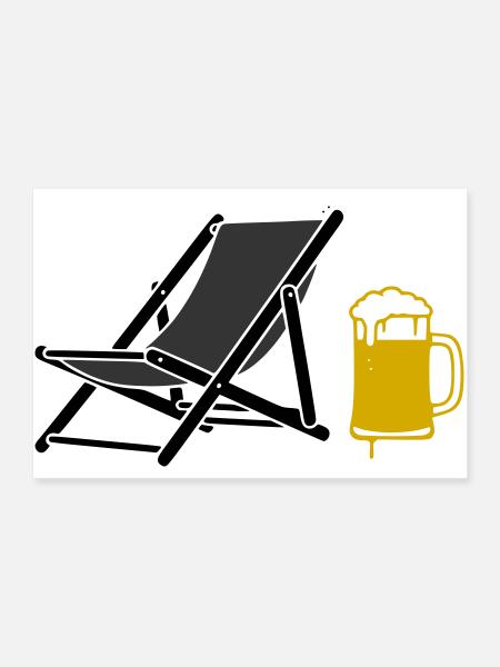 Beach Chair Beer Colored Vector - Poster 36" x 24" (90x60 cm) - white - Front