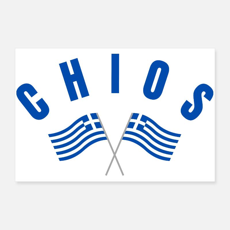 Chios Croisé des drapeaux grecs Poster 90 x 60 cm