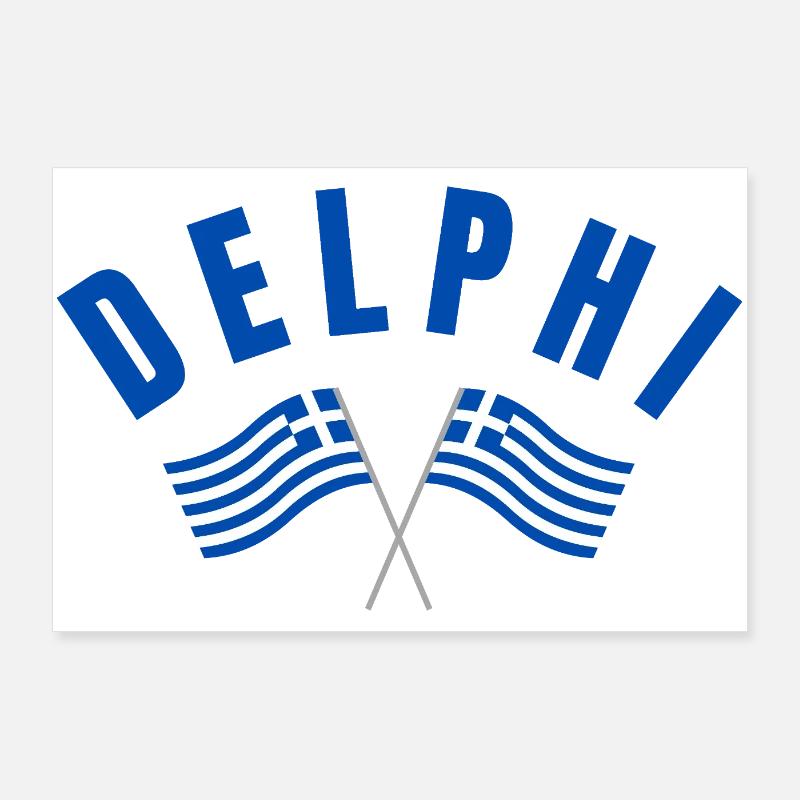 Drapeaux jumeaux grecs de Delphes Poster 90 x 60 cm