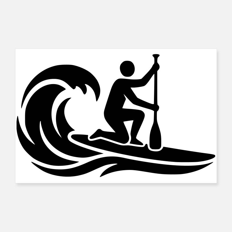 Surf de vagues debout debout en pagayant Poster 90 x 60 cm