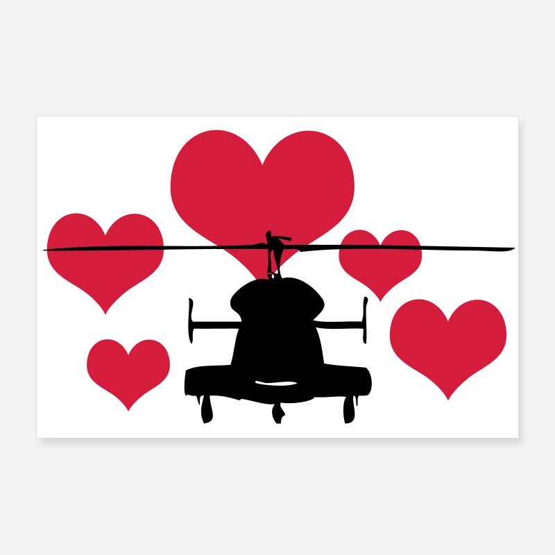 Heli avec 5 coeurs Poster 90 x 60 cm