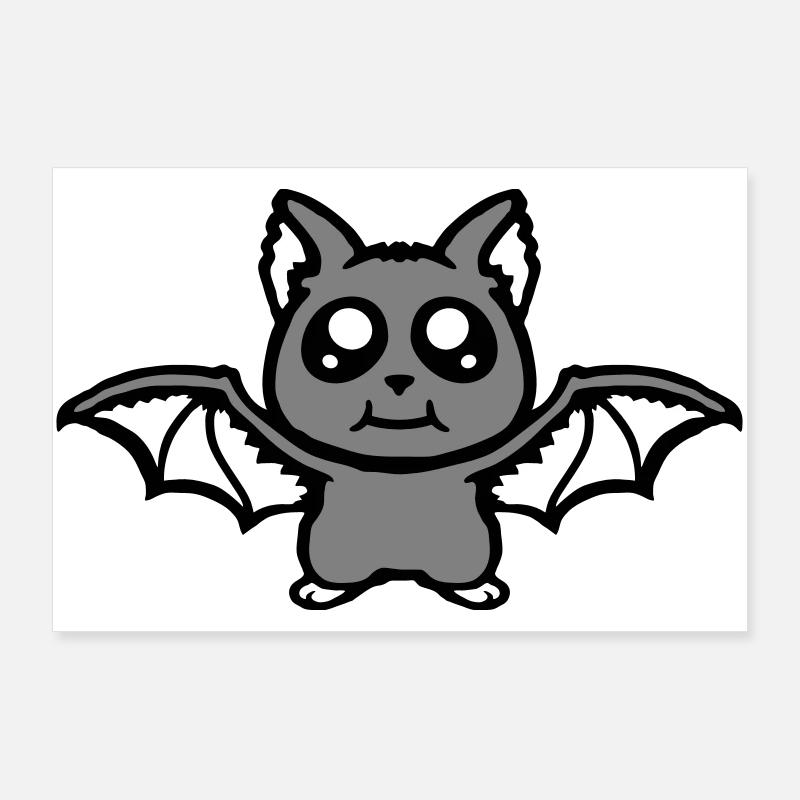 Little Cute Bat Halloween Funny Comic Cute Poster 36" x 24" (90x60 cm)