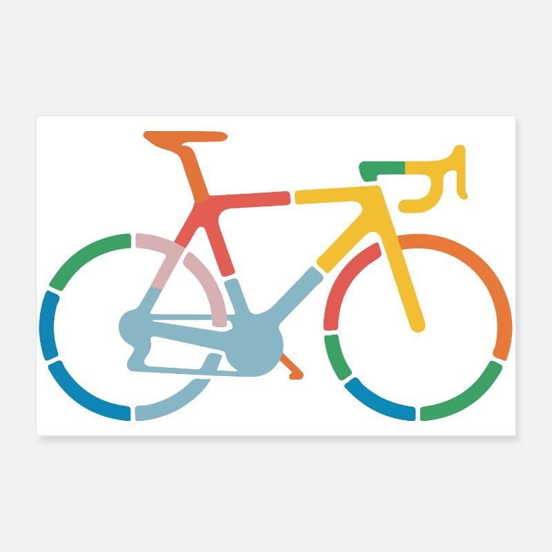 Conception d’art de ligne de vélo colorée Poster 90 x 60 cm