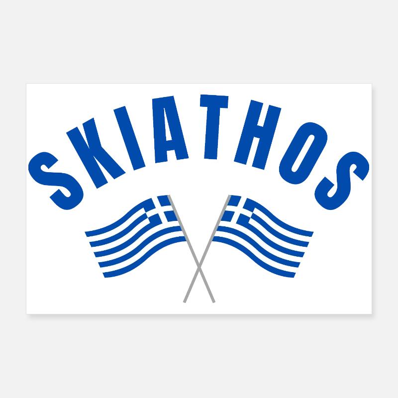 Skiathos a traversé les drapeaux grecs Poster 90 x 60 cm