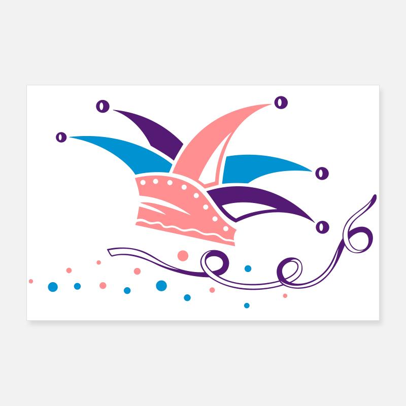 Carnival, jester cap, streamers Poster 36" x 24" (90x60 cm)