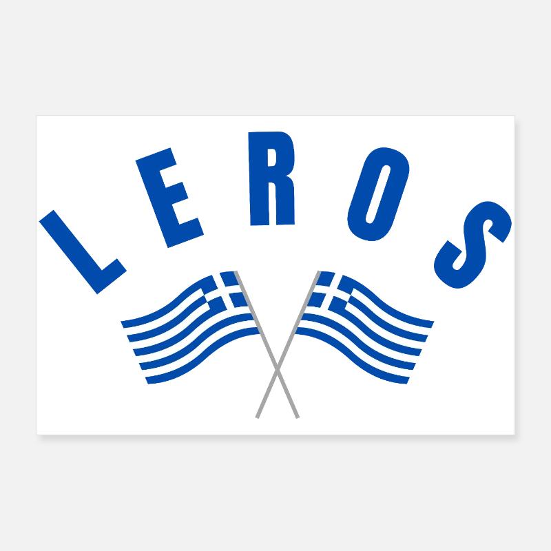 Drapeaux grecs de Leros Poster 90 x 60 cm