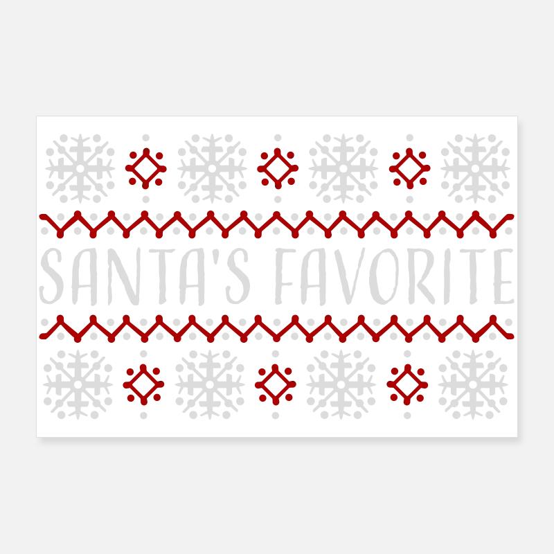 Santa's Favorite Weihnachtspullover Schneeflocken Poster 90x60 cm