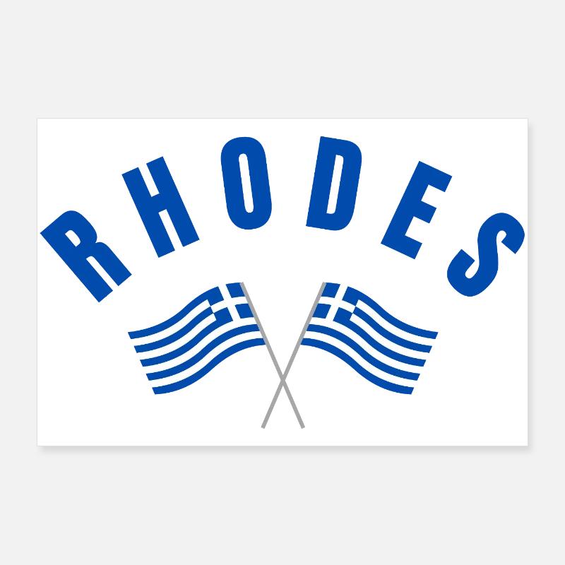 Drapeaux grecs de Rhodes croisés Poster 90 x 60 cm