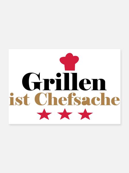 Grillen ist Chefsache - Poster 90x60 cm - Weiß - Vorne