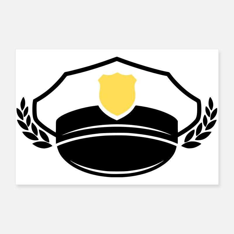 Polizei Mütze & Abzeichen | Ehre & Respekt Poster 90x60 cm