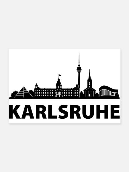 Karlsruhe Skyline - Poster 90x60 cm - Weiß