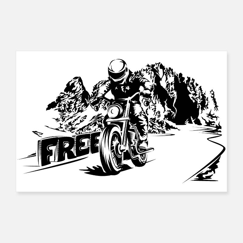 Moto Free Mountains Dolomites Symbole Logo Poster 90 x 60 cm