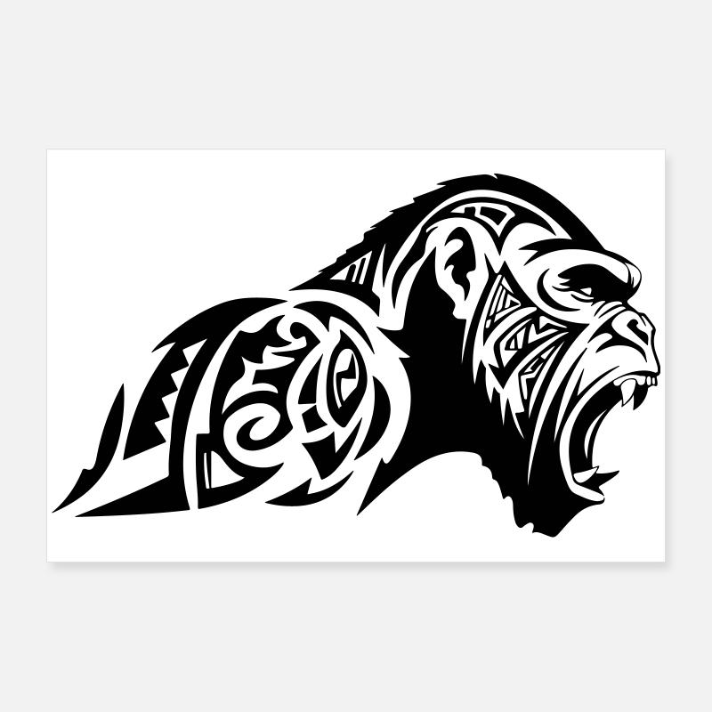 Gorille Bête Tribal Poster 90 x 60 cm
