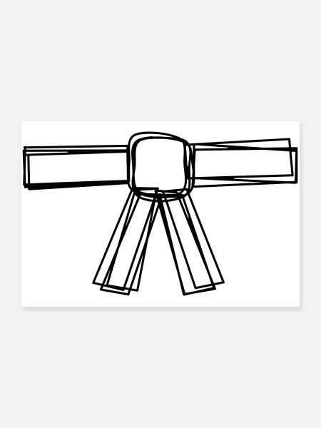 Judogürtel handgezeichnet - Poster 90x60 cm - Weiß - Vorne