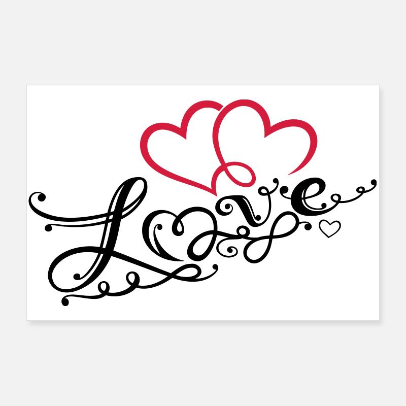 Coeurs avec la boucle de l'infini Poster 90 x 60 cm