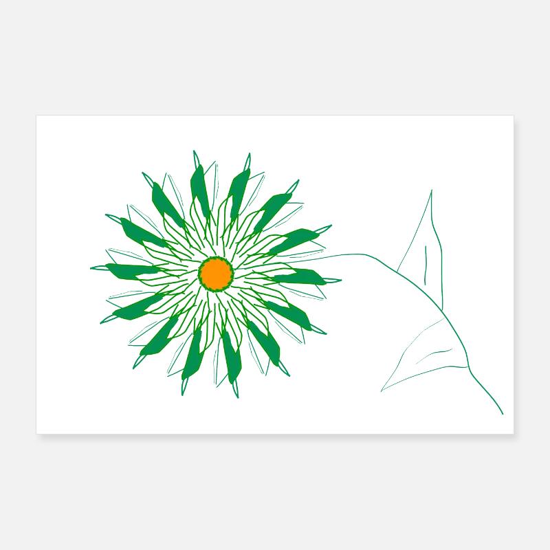 fleur verte Poster 90 x 60 cm