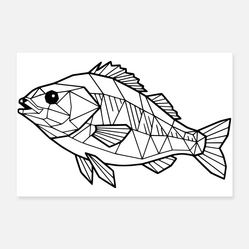 Geometrischer Flussbarsch Low Poly Poster 90x60 cm