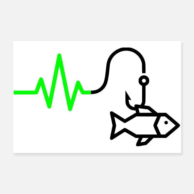 Aperçu de l’ECG Fréquence cardiaque Crochet de poisson Poster 90 x 60 cm