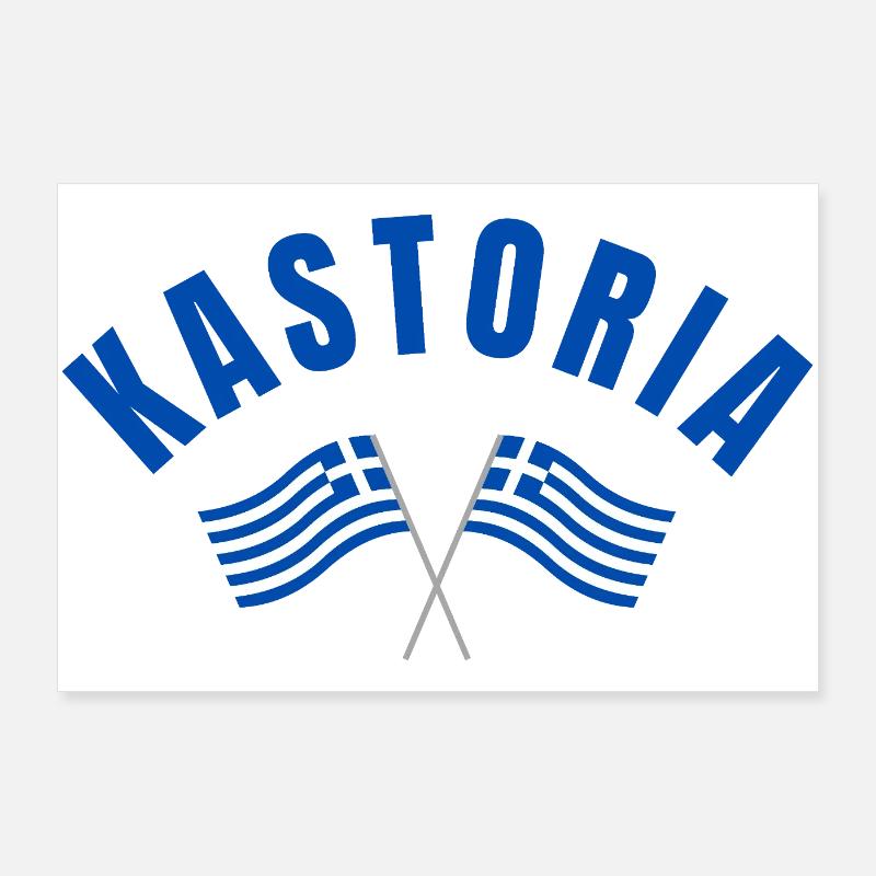 Drapeaux grecs de Kastoria Poster 90 x 60 cm