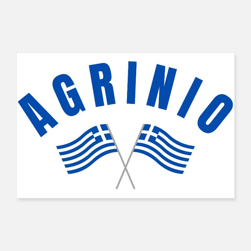 Agrinio en arc avec drapeaux grecs Poster 90 x 60 cm