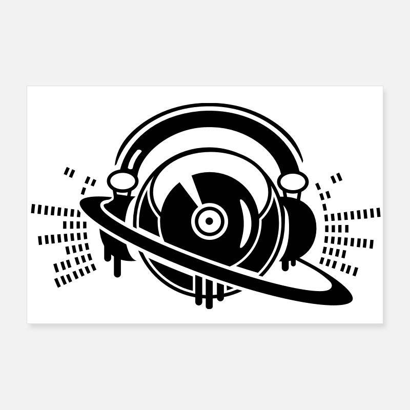 DJ- Plattenpult mit Kopfhörer Logo Poster 90x60 cm