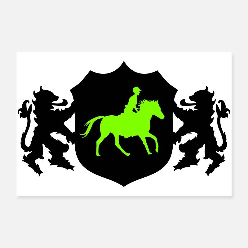 Armoiries du cavalier de chevaux Poster 90 x 60 cm