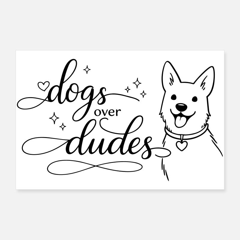 Des chiens avant des mecs Poster 90 x 60 cm