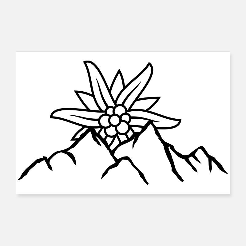 Logo Sonne Bergblume - Poster 90x60 cm - Weiß