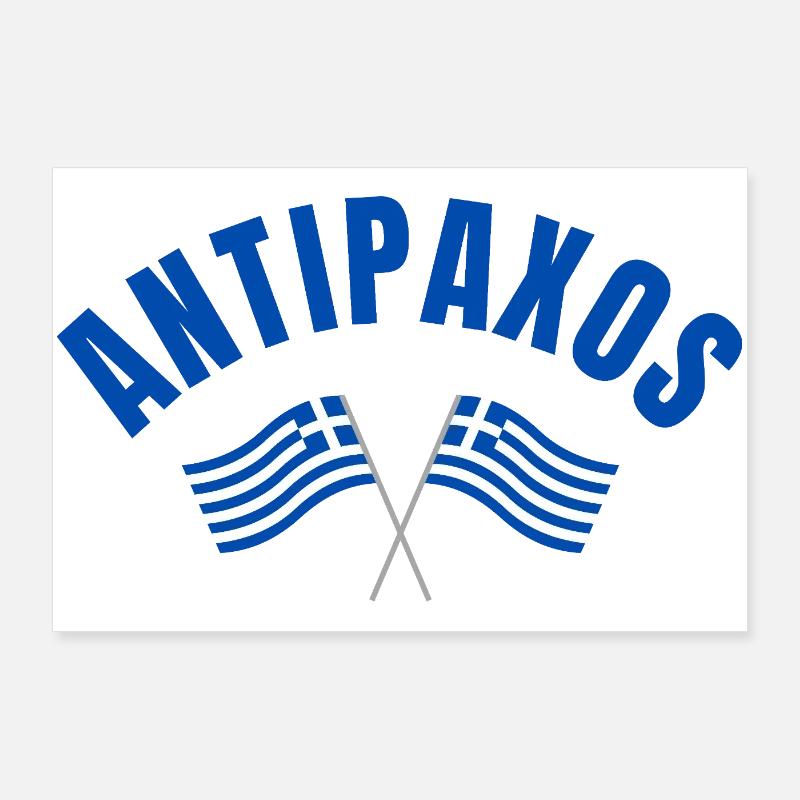 Drapeaux grecs Antipaxos Poster 90 x 60 cm