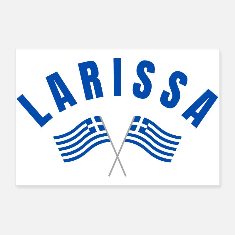 Larissa Greek Flags  Poster 36" x 24" (90x60 cm)