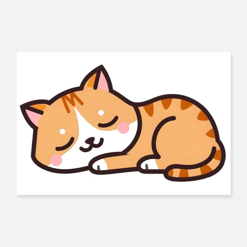chat endormi Poster 90 x 60 cm